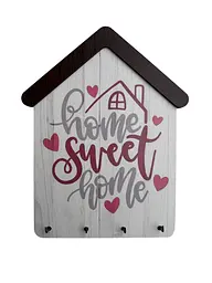 Дерев'яна Ключниця на стіну Home sweet home 23x18 см.