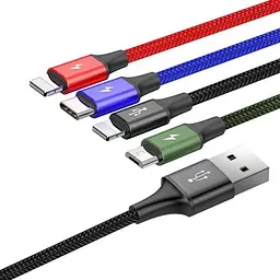 Кабель Baseus Fast 4-in-1 Cable USB to Lightning(2)+Type-C+MicroUSB 3.5A 1.2m CA1T4-A01 Black - мініатюра 2