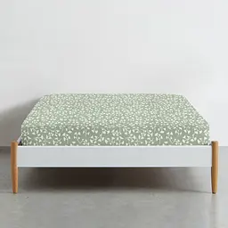 Простирадло Cosas на резинці в дитяче ліжечко 60х120 floret cs5, зелений (FoliageMiniWhiteGreen_120) - мініатюра 2