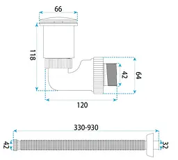 Мебельный сифон Rea Flow универсальный с донным клапаном Click-Clack brushed copper REA-A9497 - миниатюра 7