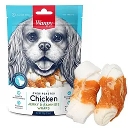 Wanpy Chicken Jerky & Rawhide Wraps ванпи кость з в'яленою куркою ласощі для собак 0.1кг