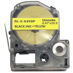 Стрічка для принтера етикеток UKRMARK RL-E-K4YBP-BK/YE, LK4YBP. 12 мм х 9 м (900275)