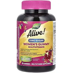 Комплекс для здоров'я жінок Nature's Way Alive! Women's Gummy Zero Sugar, 50 желейок - мініатюра 1