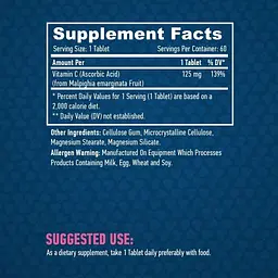 Натуральний вітамін С Haya Labs Natural Vitamin C from Organic Acerola 60 таблеток - мініатюра 3