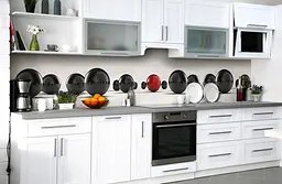 Вініловий кухонний фартух Глянцеві кулі чорні 3Д наклейка для кухні Абстракція Білий Happy Pocket Z181827 - мініатюра 6