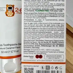Зубна паста-гель Dentissimo Kids від 2 до 6 років (без фтору, смак карамелі) 50 мл - мініатюра 3