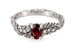 Срібна каблучка Jewellery Continent з натуральним гранатом і фіанітами 15 (К-0853)