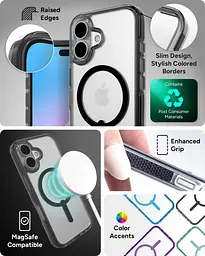 Чохол протиударний ZAGG Gear4 Crystal Palace MagSafe для iPhone 16 Прозорий + Чорний - мініатюра 3