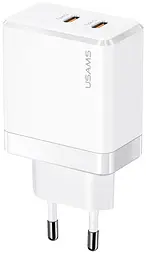 Сітчасте зарядне пристрій Usams T54 (US-CC172) GaN double USB-C QC&PD3.0 40W 3A Білий