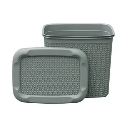 Корзина Ucsan Plastik KNIT прямокутна з кришкою сiрий металiк 10 л (86008.2) - мініатюра 3