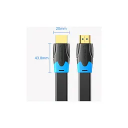 Кабель мультимедійний HDMI M to HDMI M 8.0m V2.0 4K60Hz PVC flat black Vention (AAKBK) - мініатюра 2