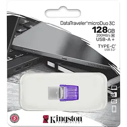 Флеш-накопичувач Kingston DT Duo 3C 128GB 200MB/s dual USB-A + USB-C (DTDUO3CG3/128GB) - мініатюра 3