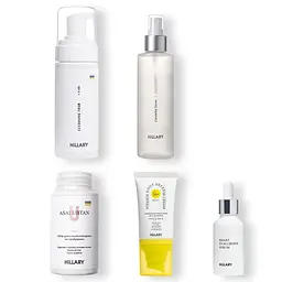 Солнцезащитный крем для лица SPF 50 + Набор по уходу за кожей лица нормального типа Hillary