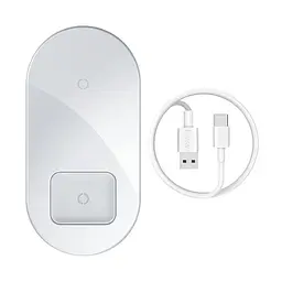 Бездротовий зарядний пристрій Baseus Simple 2 in 1 AirPods Pro Білий (WXJK-C02) - мініатюра 4