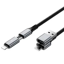 Дата кабель WIWU C085 Raptor Pro 4in1 Type-C to USB/Type-C to Lightning 240W 1.2 м Black - мініатюра 2