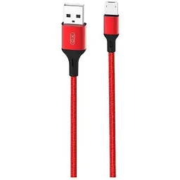 USB Кабель XO NB143 MicroUSB Braided 2.4A 2.0m Чорний/Червоний