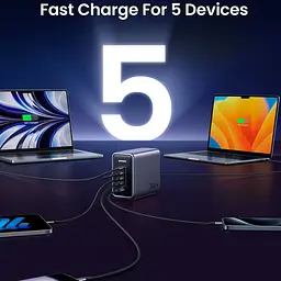 Зарядний пристрій 5xUSB 300W 5xUSB (4хUSB-C + USB-A) Nexode Desktop Fast Charger, Cable CD333 Ugreen - мініатюра 7