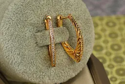 Сережки Xuping Jewelry доріжки збоку ребристі 2,6 см золотисті - мініатюра 2