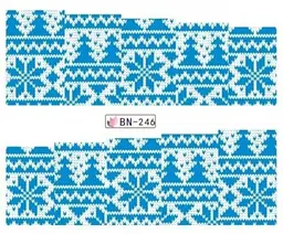 Наклейки на ногти новогодние голубые - размер стикера 6 x 5 см