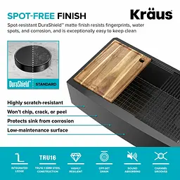 Кухонна мийка Kraus Kore KWF210-33/PGM, Графит - мініатюра 7
