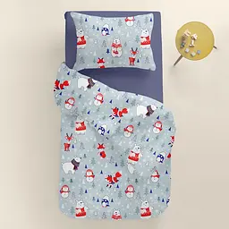 Дитяча постільна білизна в ліжечко WINTER ANIMALS CS8, синій (AnimalsWinterGrey_87DarkBlue_140) - мініатюра 2