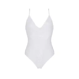 Боді з ажурним декором та відкритим кроком Passion Ursula Body white L/XL - мініатюра 3