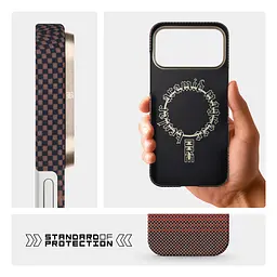 Защитный чехол для Apple iPhone 17 Pro Max, BlackIcon Kevlar MagCase, кевларовый, разноцветный, панель, накладка с поддержкой MagSafe, противоударный, защита всего корпуса, усиленные углы, совместим с беспроводной зарядкой, ArmorStandart (ARM90155) - мініатюра 7