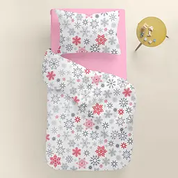 Дитяча постільна білизна фланель Cosas SNOWFLAKES CS5 110х140см (Flannel_SnowflakesGrayRedWhite_16Bubble_140) - мініатюра 2