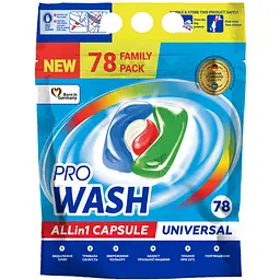 Капсули для прання Pro Wash All in 1 Universal 78 шт. (4260637723000)