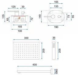 Душова система прихованого монтажу Rea Oval + Box gold REA-P8466, Золотий - мініатюра 10
