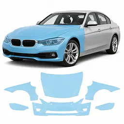 Антигравійна захисна бронеплівка за лекалами для BMW 3 Series F30 facelift 2015-2019 - передня частина авто (капот бампер фари крила)