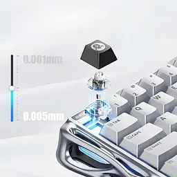 Ігрова дротова магнітна клавіатура GravaStar Mercury V60 Pro Deluxe Edition / Magnetic GravaStar UFO Switch / with Keycap Set / Chrome Silver - мініатюра 6