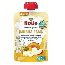 Пюре Holle Banana-Lama, з бананом, яблуком, манго та абрикосом, 100 г