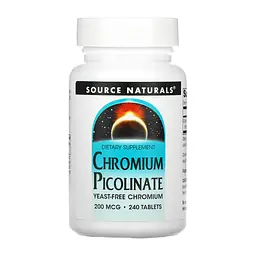 Хром 200 мкг Source Naturals (Chromium Picolinate, Yeast Free) - 240 таблеток