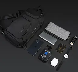 Однолямковий рюкзак через плече Bange BG-7565 7л Сумка-слінг з USB-роз'ємом Black (19369) - мініатюра 5