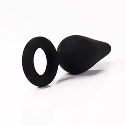 Анальна пробка силіконова Velvet Ring з кільцем 24x68 мм чорна - мініатюра 3