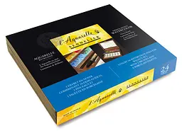 Подарунковий набір акварельних фарб Sennelier L'Aquarelle, 24 кольори, кювета, дерево + аксесуари - мініатюра 3