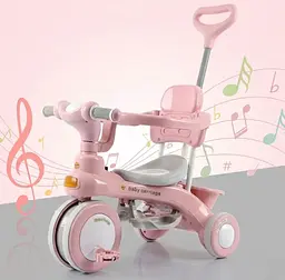 Дитячий триколісний велосипед Baby Carriage 588 рожевий з батьківською ручкою - мініатюра 4