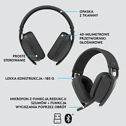 Bluetooth - гарнітура Logitech Zone Vibe Wireless MS Graphite (981-001157) - мініатюра 3
