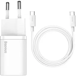 Мережевий зарядний пристрій Baseus Super Si 1C 25W EU Set with Type-C to Type-C white (TZCCSUP-L02)