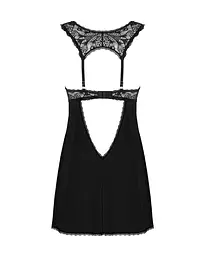 Сорочка бебі-дол з мереживом на грудях Obsessive Donna Dream babydoll XL/2XL Black, стрінги - мініатюра 4