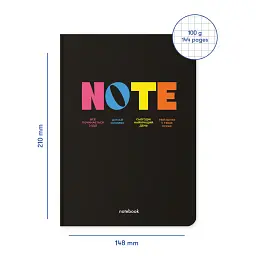 Блокнот у клітинку «NOTE» чорний - мініатюра 2
