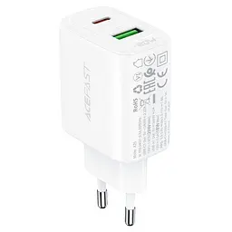 Зарядний пристрій Acefast A25 USB/ Type-C QC PD 20W білий - мініатюра 3