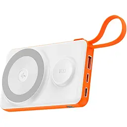 Зовнішній акумулятор Wiwu Core 2 in 1 Wi-P007 10000mAh 22.5w White/Orange [104323] - мініатюра 4