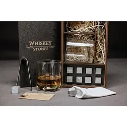 Подарунковий набір Whiskey Stones камені для віскі 8 штук + інструкція + мішечок для зберігання + щипці та 2 склянки Luna - мініатюра 5