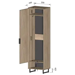 Пенал для одягу з відкритою полицею Moreli Forte F-0005 в стилі Loft 550х2000х400 мм Дуб Гранж Пісочний - мініатюра 4
