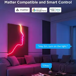 Стрічка світлодіодна розумна Govee H61D3 Neon Rope Light 2, 5м, RGBIC, WI-FI/Bluetooth, білий - мініатюра 9