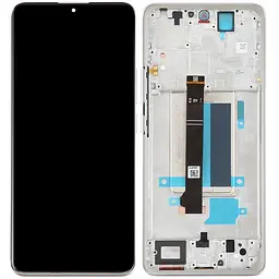 Дисплей Xiaomi Redmi Note 13 Pro+ чорний, Amoled, оригінал PRC, з рамкою сріблястого кольору, Moonlight White