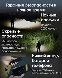 Кишеньковий ліхтар EDC Nitecore MH15 USB Type-C + Power Bank 5000мАч (Чорний) - мініатюра 8