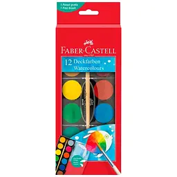 Акварельні фарби Faber-Castell 2 кольорів (d 30 мм) з пензликом (125018) (32298)